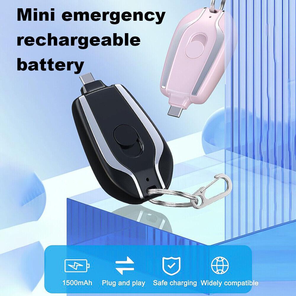 1500mAh Mini Power Emergency Pod Keychain Charger With Type-C Ultra-Compact Mini Battery Pack Fast Charging Backup Power Bank - Exclusive Gadget