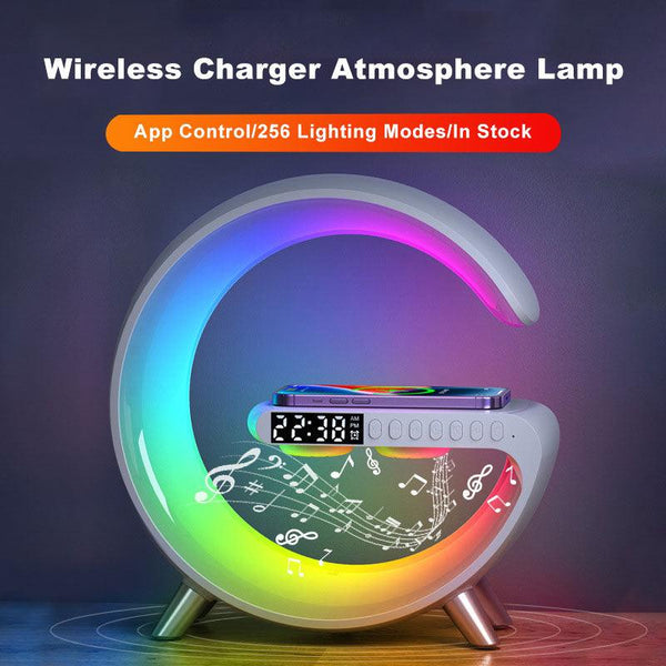 New Intelligent G Shaped LED Lamp Bluetooth Speake Wireless Charger Atmosphere Lamp App Control For Bedroom Home Decor - Exclusive Gadget