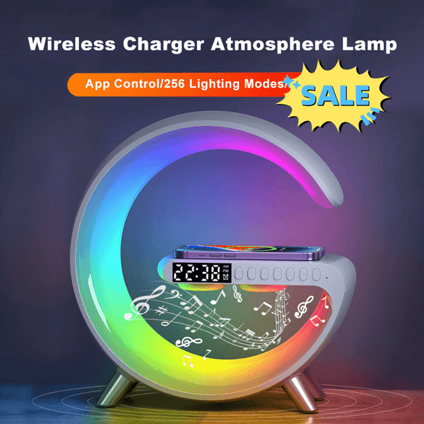 New Intelligent G Shaped LED Lamp Bluetooth Speake Wireless Charger Atmosphere Lamp App Control For Bedroom Home Decor - Exclusive Gadget