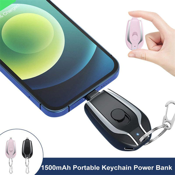 1500mAh Mini Power Emergency Pod Keychain Charger With Type-C Ultra-Compact Mini Battery Pack Fast Charging Backup Power Bank - Exclusive Gadget